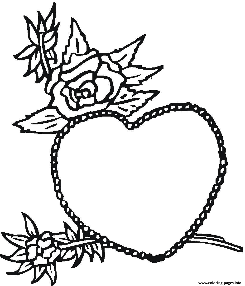 Rose And Heart Valentines S5874 Coloring Pages Printable