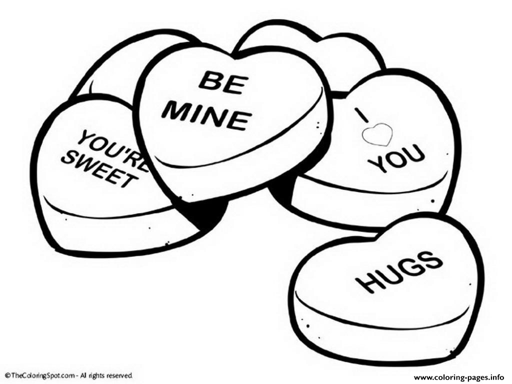 Valentine Day Cute Words Happy Heart Coloring Pages Printable