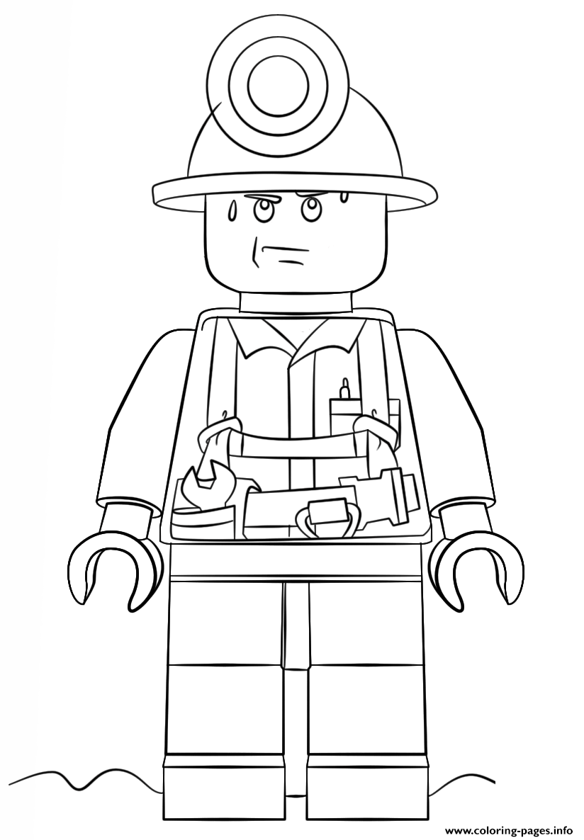 Lego Miner Police Coloring Pages Printable