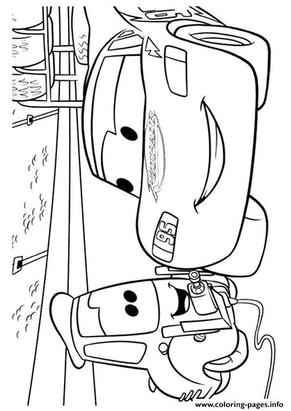 Cars The McQueen With Luigi A4 Disney Coloring Pages Printable
