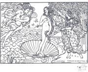 Printable adult boticelli the birth of venus coloring pages