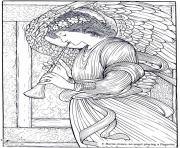 Printable adult burne jones an angel playing a flageolet coloring pages