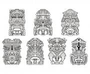 Printable adult totems inspiration inca mayan aztec coloring pages