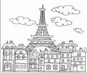 Printable adult paris buildings and eiffel tower coloring pages