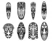 Printable adult 12 african masks coloring pages