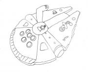 Printable simple millenium falcon star wars ship  coloring pages