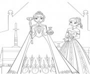 Printable elsa the new queen with anna coloring pages
