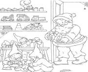 Printable coloring pages of santa and elves preparing the christmas presentsf71b coloring pages