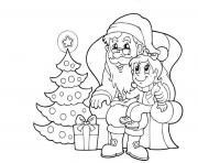 Printable santa and kid christmas e1f7 coloring pages