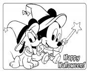Printable baby mickey and pluto in halloween disney s376e coloring pages