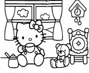 Printable hello kitty having tea f853 coloring pages