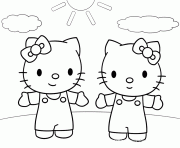 twin hello kitty coloring paged5bf