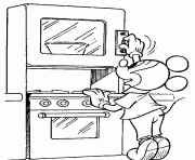 Printable mickey setting up the oven disney 4b92 coloring pages