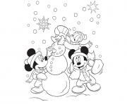 Printable mickey and friends making snowman disney 0ce7 coloring pages