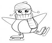 Printable baby penguin skating 33a4 coloring pages