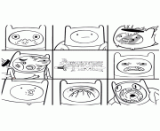Printable adventure time finn with many faces coloring pages