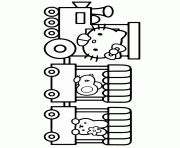 Printable hello kitty driving train with friends coloring pages