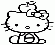 Printable hello kitty balance apple on head coloring pages