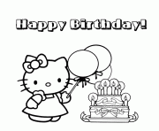 Printable hello kitty birthday cake coloring pages
