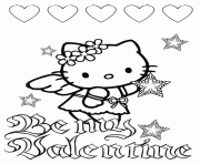 Printable hello kitty hearts and stars valentines coloring pages