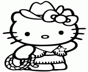 Printable hello kitty country cowboy coloring pages