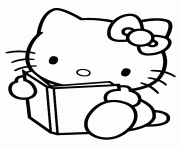 Printable hello kitty reading book coloring pages