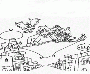 Printable city aladdin and jasmine flying on the city disney pagesc099 coloring pages