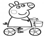 Printable peppa pig drive bike coloring pages