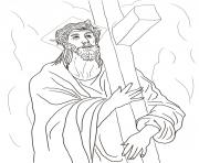 Printable good friday 2 second station jesus carries his cross by el greco coloring pages
