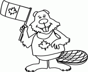 Printable canadian flag with castor coloring pages