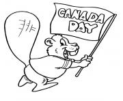 Printable Happy Canada Day Beaver Waving Canada Flag coloring pages