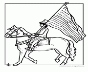 Printable american flag with horse coloring pages