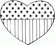 Printable flag usa in heart shape america coloring pages