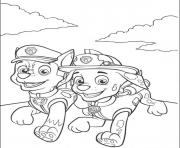 Printable paw patrol marshall and chase running coloring pages
