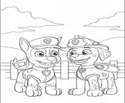 Printable paw patrol marshall talking with chase coloring pages