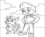 Printable paw patrol ryder and chase coloring pages