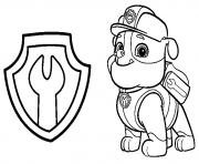 Printable paw patrol rubble mechanic badge coloring pages