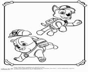 Printable paw patrol rubble playing with rocky coloring pages