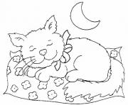 Printable cat sleeping at night 491f coloring pages