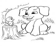 Printable The Pup And Bird puppy coloring pages