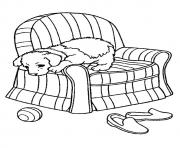 Printable The Pup On A Sofa puppy coloring pages