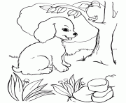 Printable a puppy and a bird af29 coloring pages