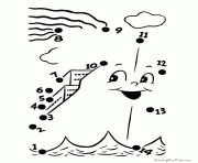 Printable 015 connect dots boat coloring pages