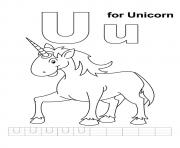 Printable U For Unicorn unicorn coloring pages