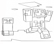 Printable minecraft steve and creeper coloring pages