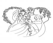 Printable the princess with her prince coloring pages