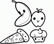 Printable fruits kawaii coloring pages