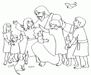 Printable jesus christ with children coloring pages