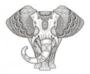 Printable elephant for adult hard difficult zen anti stress animal coloring pages