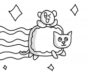 Printable nyan cat with baby nyan cat coloring pages